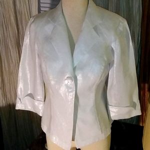 Tribal Polished White Linen Jacket